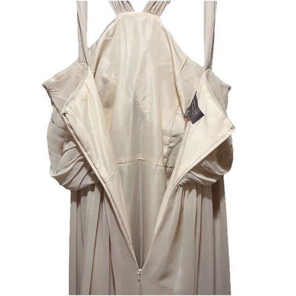 Jenny Yoo Collection Chiffon Bridesmaids Gown Dress Sleeveless Champagne Size 12 - Picture 7 of 10